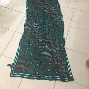 INC Turquoise & Brown Animal Print Scarf - NWOT